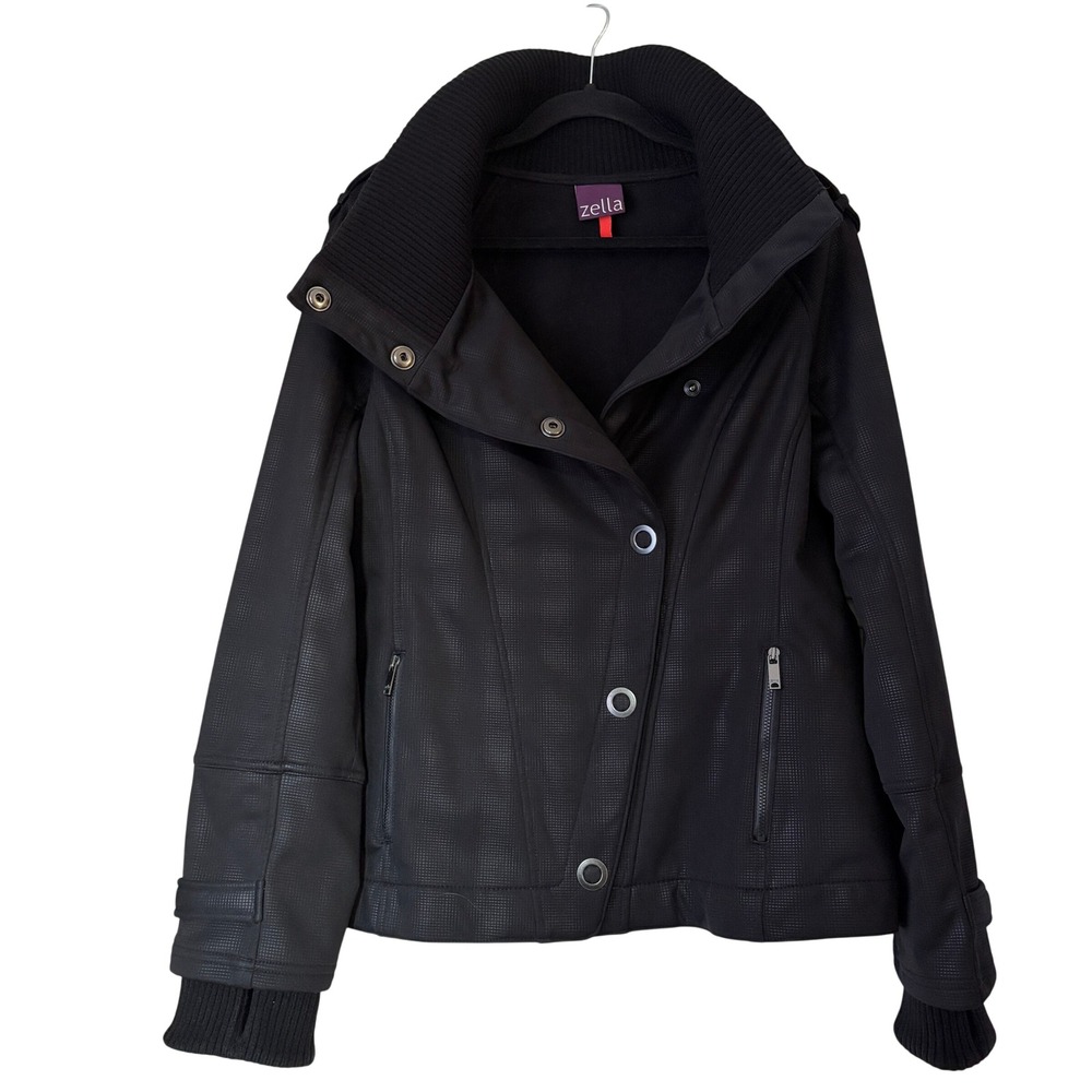 Zella Black Bella Water Resistant Softshell Jacket Womens XL Button Front